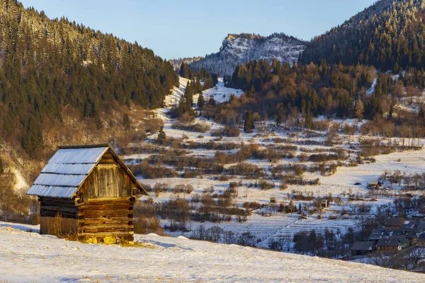 Sidirovo Colline Avec Village Vlkolinec Site Unesco Velka Fatra Montagnes — Photo