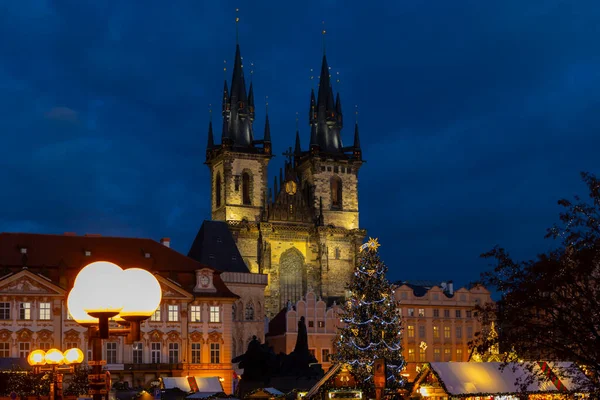 Oude Stadsplein Praag Met Kerstmis Tsjechië — Stockfoto