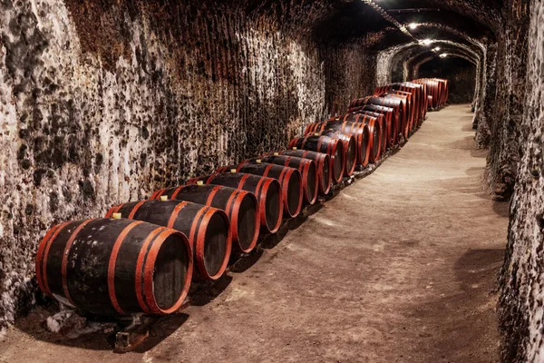 Wine Cellars Barrels Traditional Wine Called Bikaver Eger Hungary — Stock Photo, Image