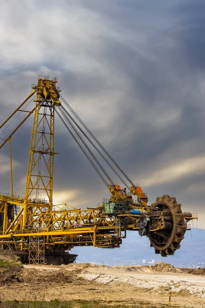 Máquina Mineração Carvão Perto Maioria Boêmia Norte República Checa — Fotografia de Stock