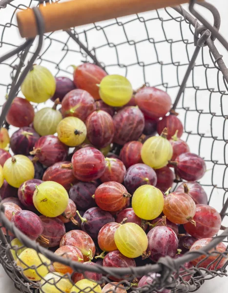Mixture Gooseberries Basket — Stock Photo, Image