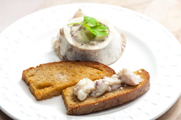 Bone marrow with fried bread — Stock Photo, Image