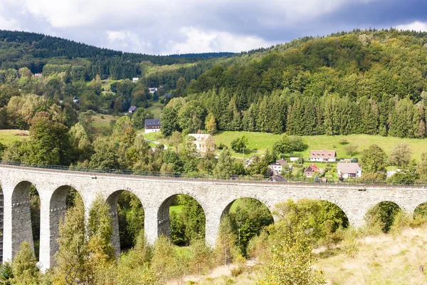 Vasúti viadukt novina, krystofovo-völgy, Cseh Köztársaság — Stock Fotó