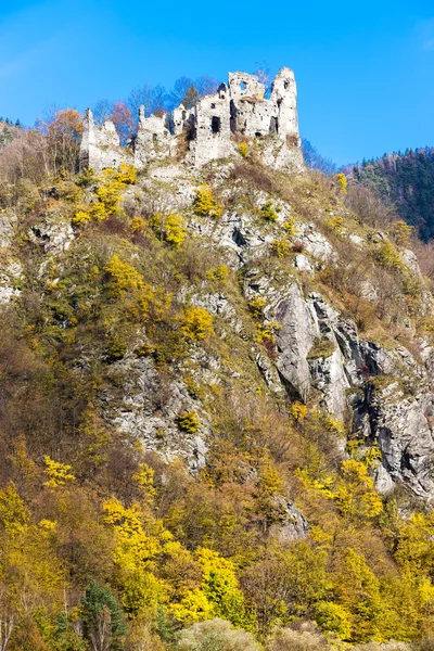 Ruinas del castillo llamado Stary hrad cerca de Strecno, Eslovaquia —  Fotos de Stock