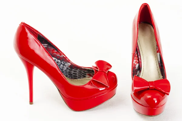 Fashionable platform red pumps — Stock Photo, Image