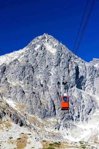 Kolejka linowa do Łomnickiego Szczytu, Tatry Wysokie, Słowacja — Zdjęcie stockowe