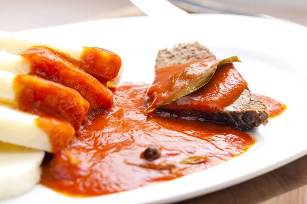 Beef meat with tomato sauce — Stock Photo, Image
