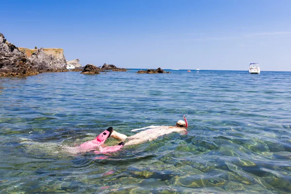 Snorkeling in Mediterranean Sea — Stock Photo, Image