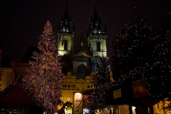 Praça da Cidade Velha no Natal, Praga Fotos De Bancos De Imagens