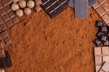 Chocolate in cocoa background clipart