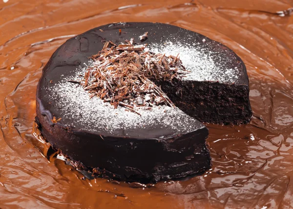 Chocolade met chocolade cake — Stockfoto