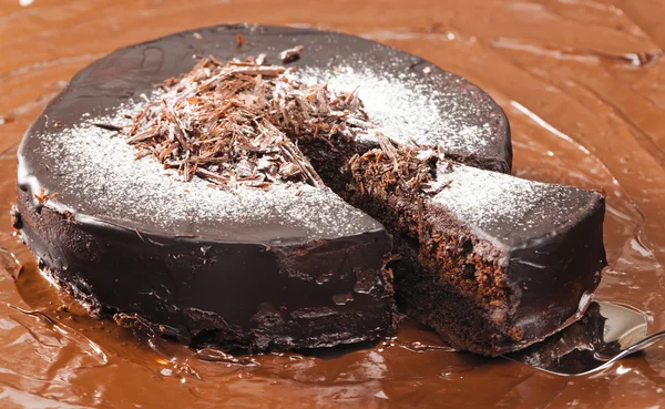 Chocolate with chocolate cake — Stock Photo, Image