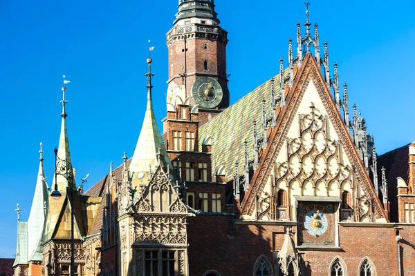 Ayuntamiento en la Plaza del Mercado Principal, Wroclaw —  Fotos de Stock