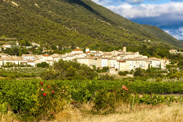 Village Venterol con viñedo, Ródano-Alpes, Francia —  Fotos de Stock