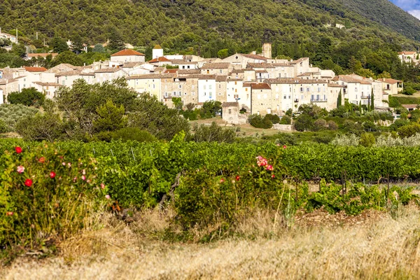 Village Venterol com vinha, Rhone-Alpes, França — Fotografia de Stock