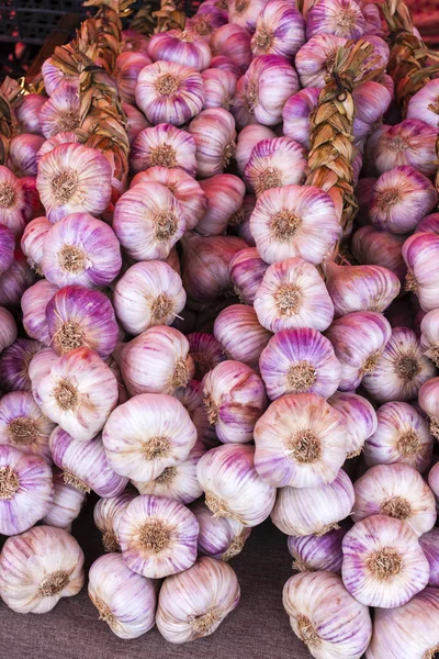 Garlic, market in Nyons, Rhone-Alpes, France — Stock Photo, Image