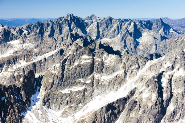 Widok ze szczytu Łomnicki, vysoke tatry (Wysokie Tatry), Słowacja — Zdjęcie stockowe