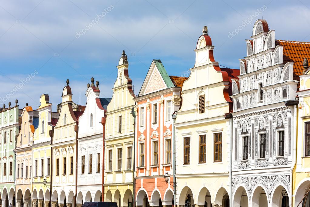 renaissance houses in Telc, Czech Republic