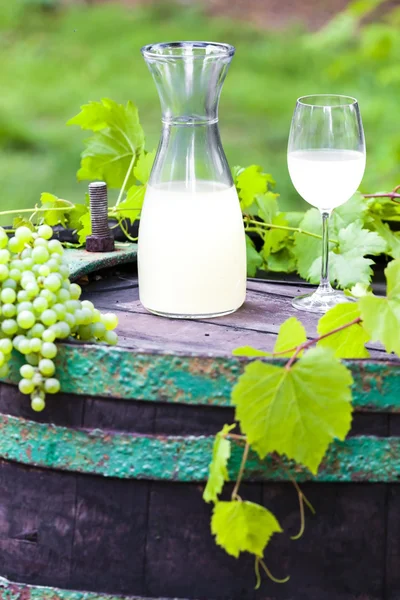 Wine glass and carafe with wine cider — Stock Photo, Image