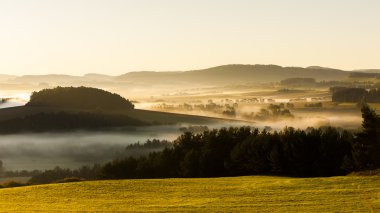 sonbahar manzara siste, Sumava, Çek Cumhuriyeti