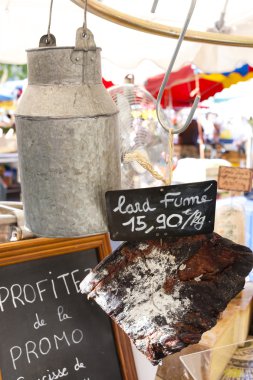 bacon, market in Nyons, Rhone-Alpes, France