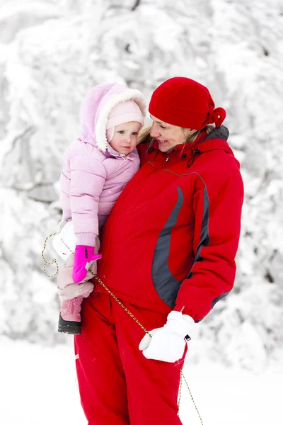 Mother with little daughter in winter — Stock Photo, Image