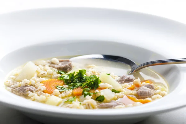 Sopa escocesa de carne de cordero con colinabo y cebada — Foto de Stock