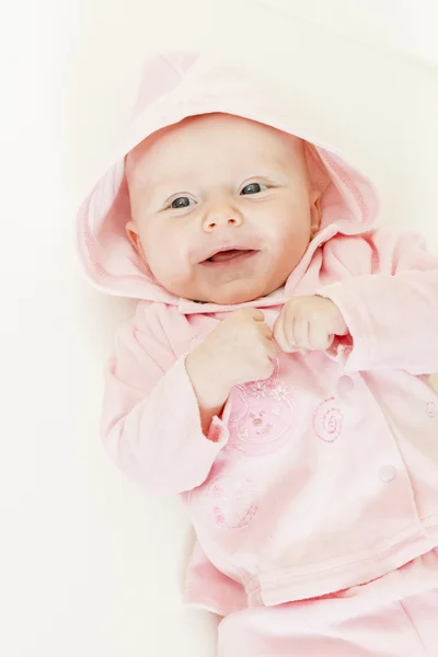 Retrato de mentira três meses de idade bebê menina — Fotografia de Stock