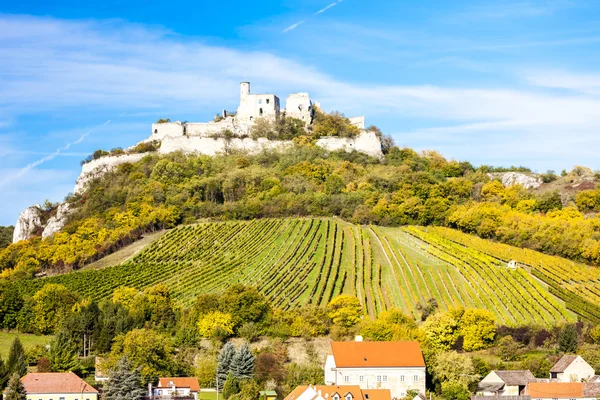 Ruins of Frankenstein Castle with vineyard in autumn — Stock Photo, Image