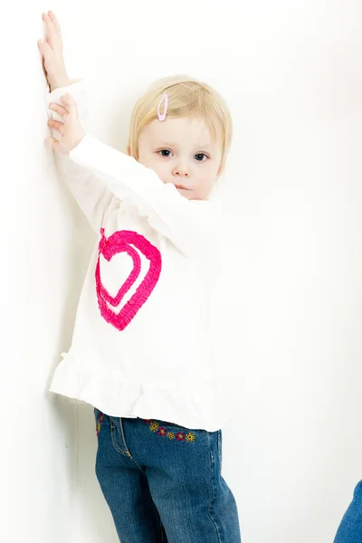 Little girl wearing jeans — Stock Photo, Image