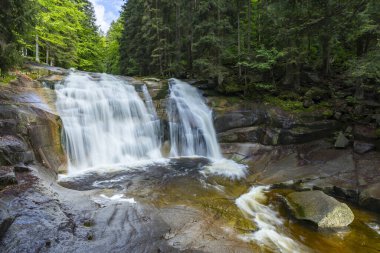 Ormanda çağlayan sular Mumlavsky 'nin dinamik bir şelale sahnesini oluşturuyor.