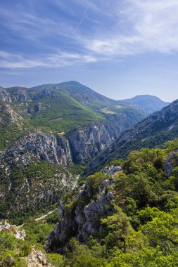 Verdon nehri derin kayalık kanyonda ve Provence 'ın yeşil dağlarında kıvranıyor.