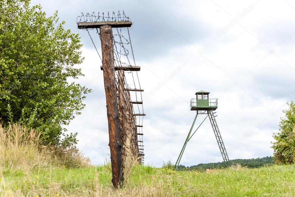 patrol tower and remains of iron curtain, Cizov