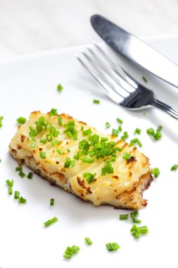 patates püresi ile pişmiş cod