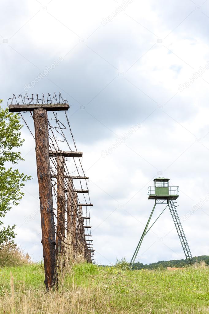 patrol tower and remains of iron curtain, Cizov