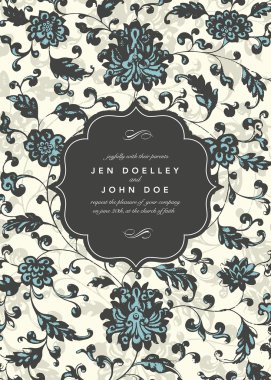 Victoria çiçek düğün davetiye şablon