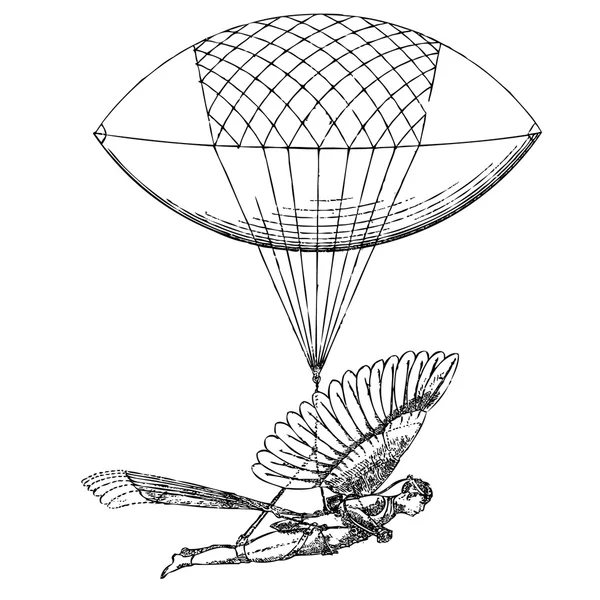 ベクトル歴史的な飛行の気球飛行船 — ストックベクタ