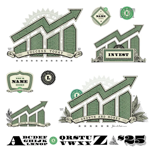 Wektor pieniądze Infograph i Graps — Wektor stockowy