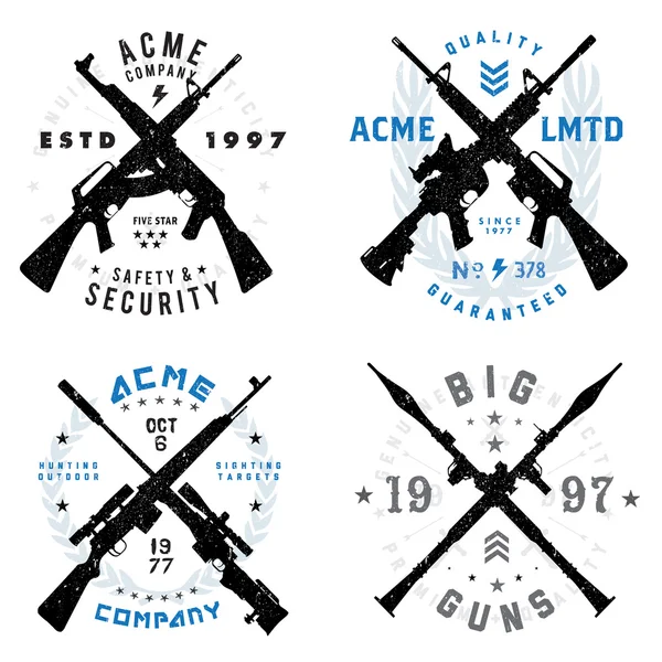 Vector Gun Badges Set — Stock Vector