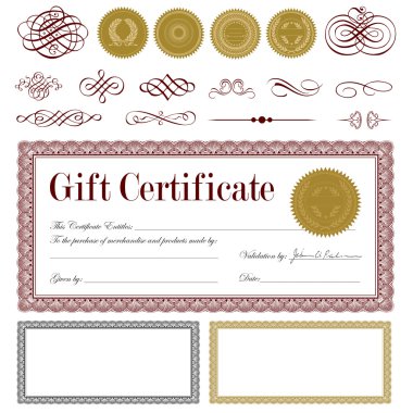 hediye sertifikası vektör ve set mühür