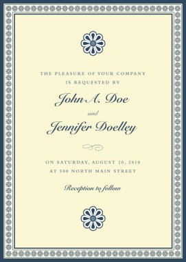 Çiçeklerle düğün davetiyesi