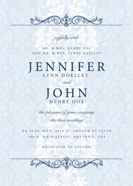 çiçek desenli düğün davetiyesi