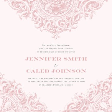 süslü düğün davetiyesi