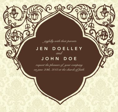 vektör kare süslü çerçeve ve arka plan