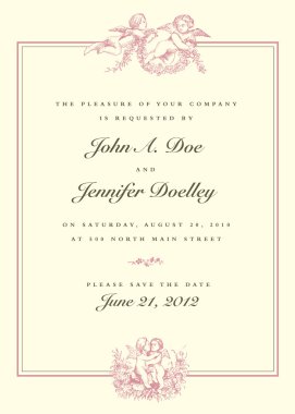 davet düğün vektör vintage aşk tanrısı.