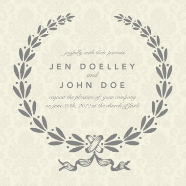 Çerçeve çiçek düğün davetiyesi