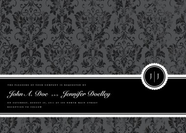 çiçek desenli düğün davetiyesi