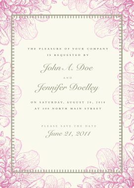 Çiçeklerle düğün davetiyesi