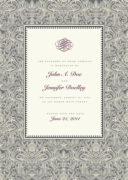 Dentelle motif invitation de mariage — Image vectorielle