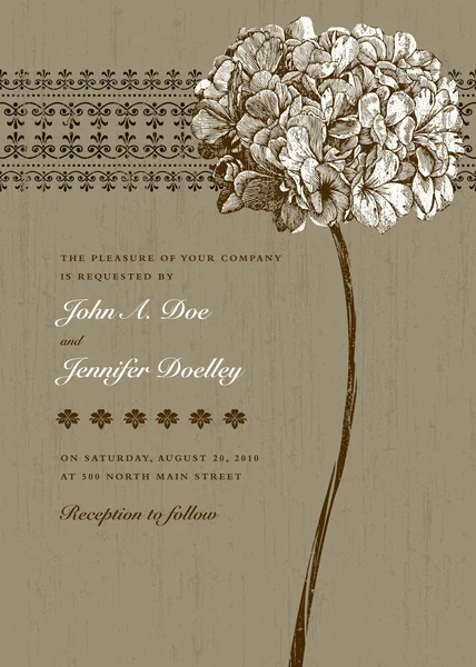 Invitation de mariage avec des fleurs grunge — Image vectorielle